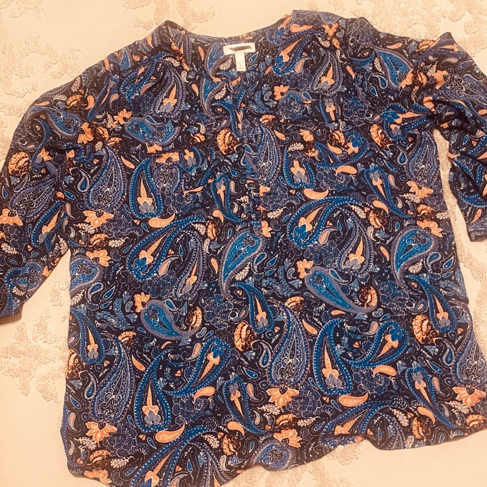 Plus Size Paisley Print Blouse - Picture 1 of 7